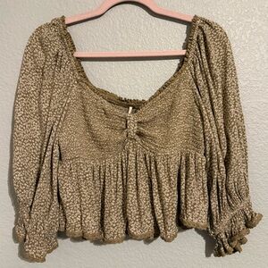 Free People Tan Floral Blouse. Size Small. So adorbs!